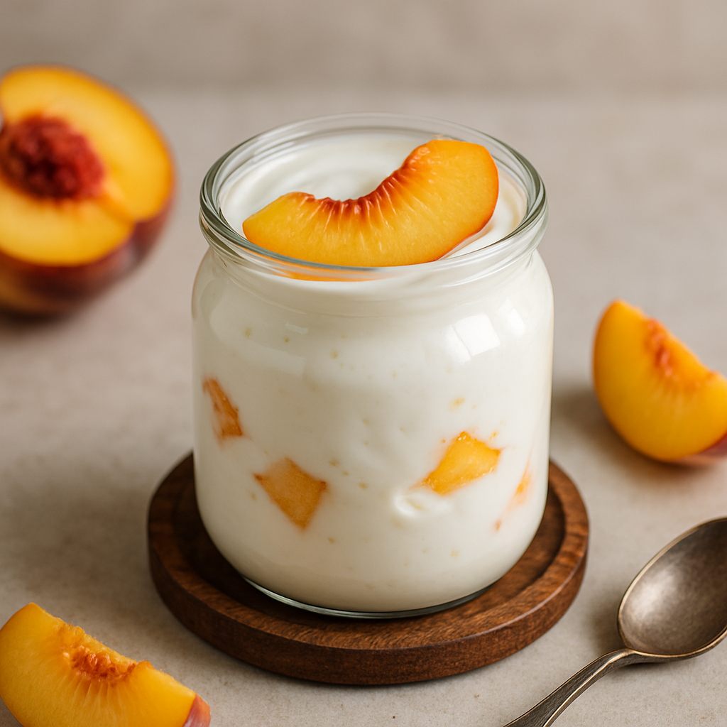 Yogurt casero con durazno