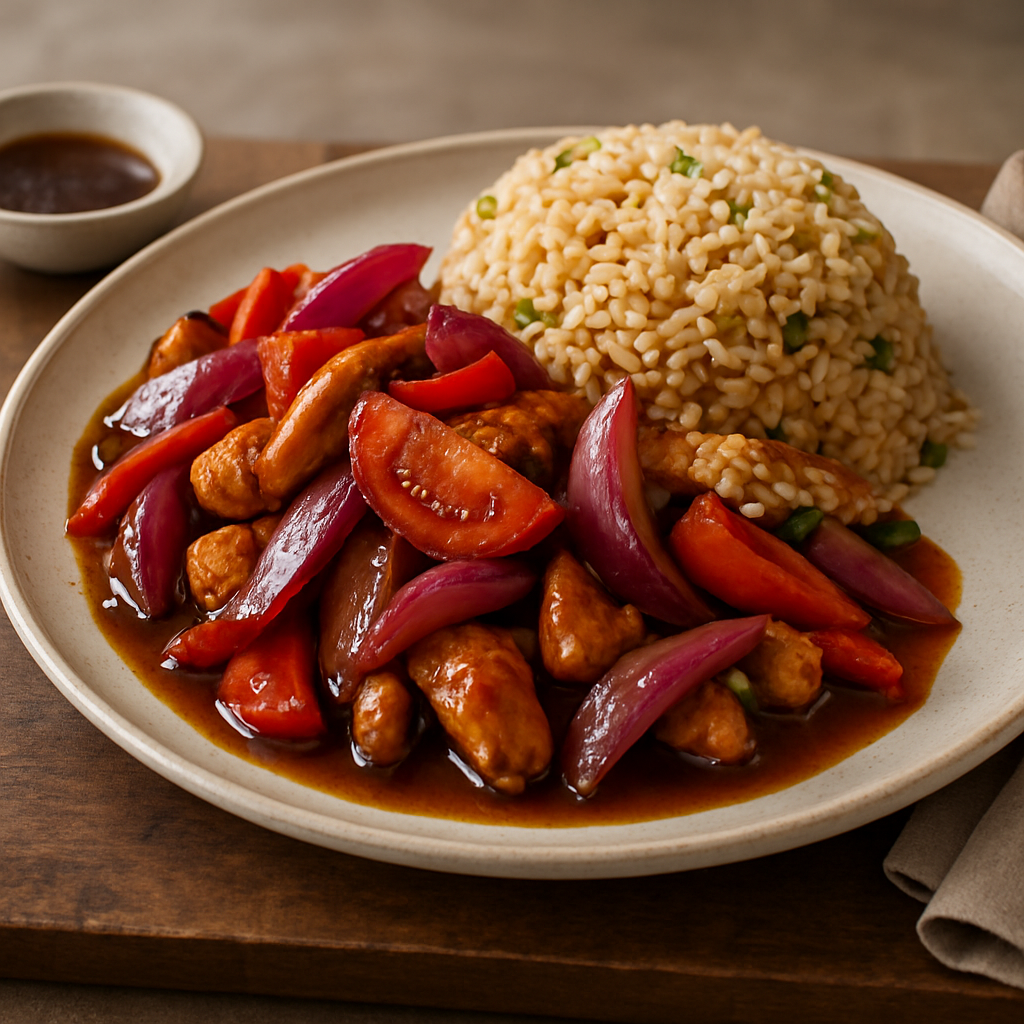 Lomo saltado de pollo + Arroz chaufa