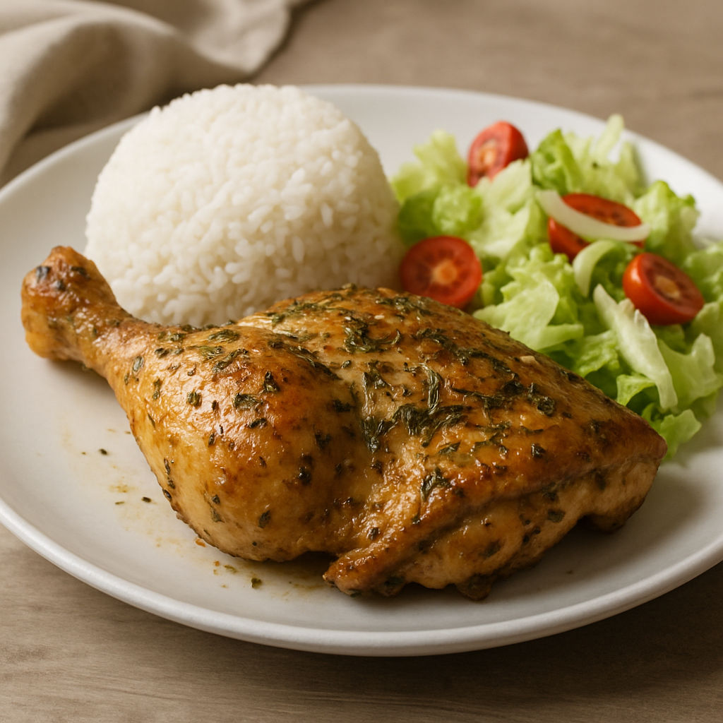 Pollo al horno en finas hierbas
