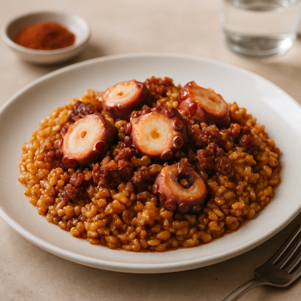 Arroz con pulpo y sobrasada