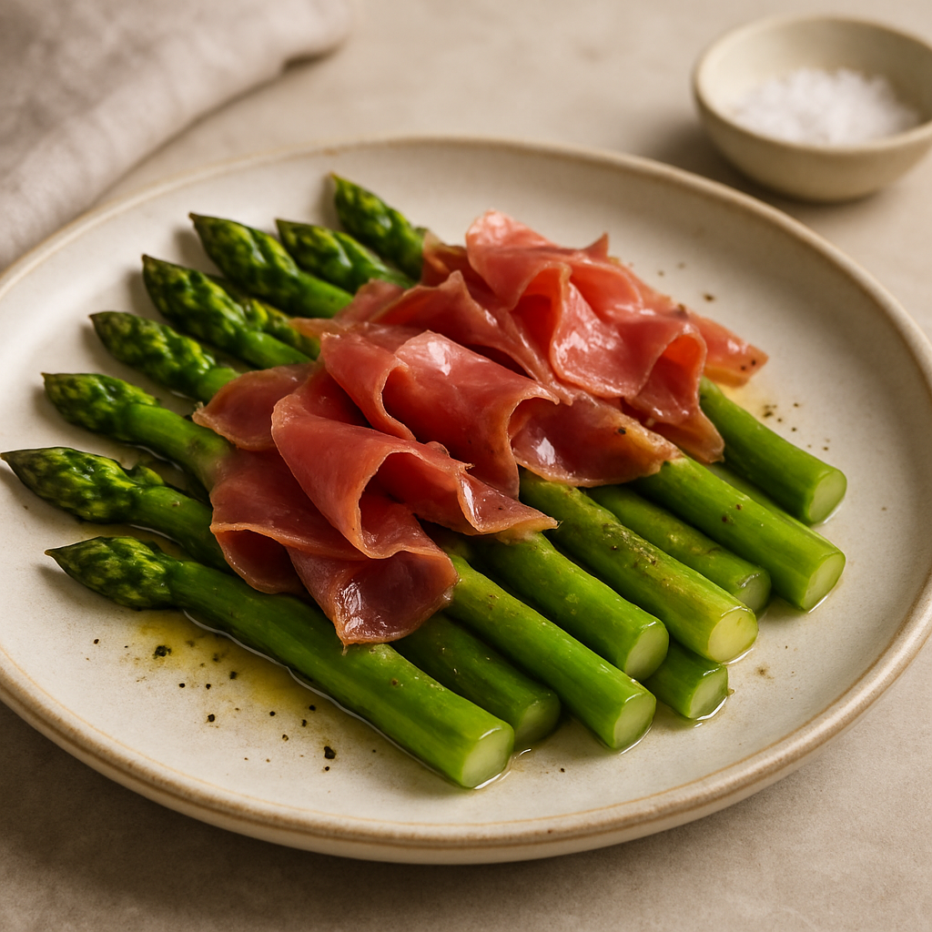 Espárragos trigueros con jamón