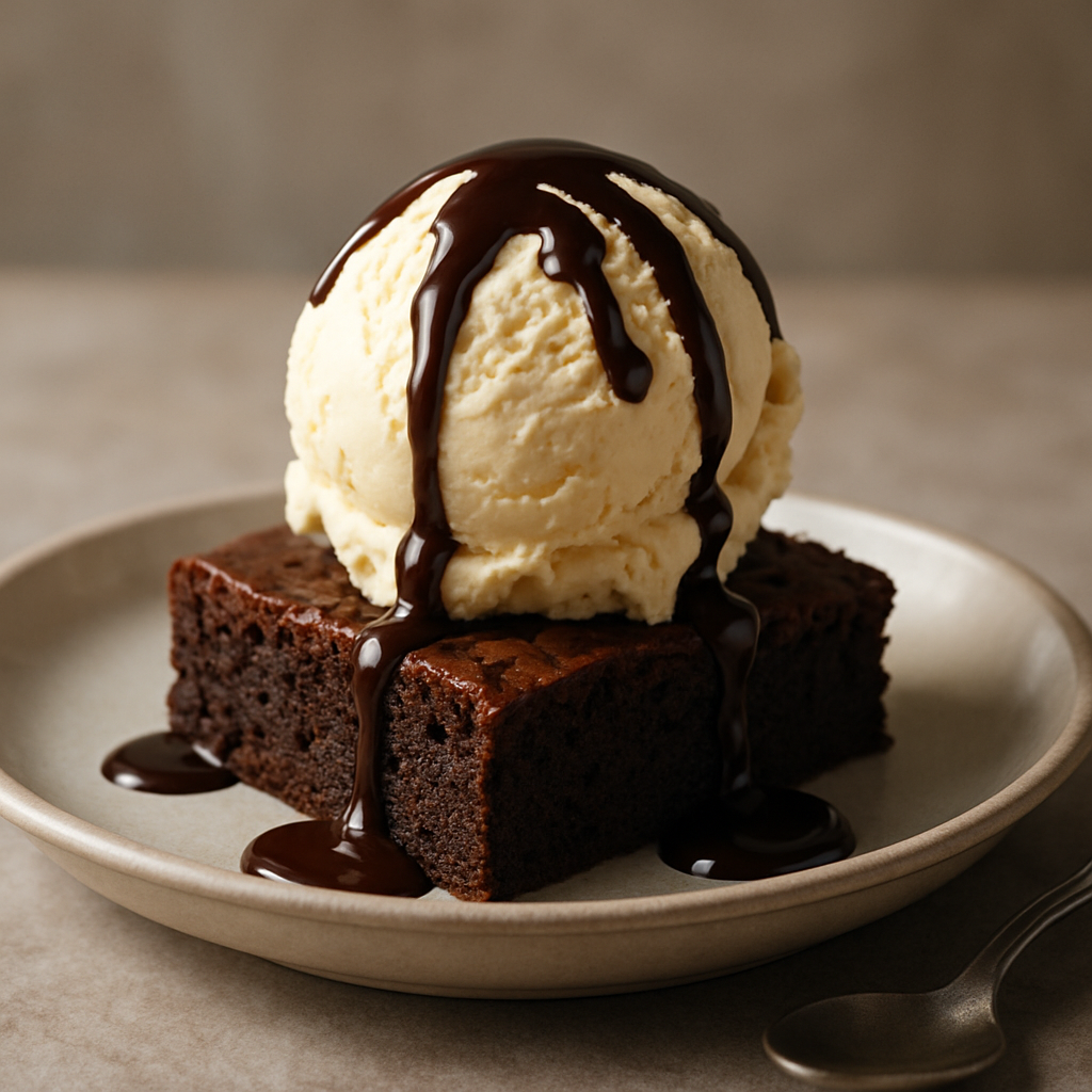 Helado con brownie
