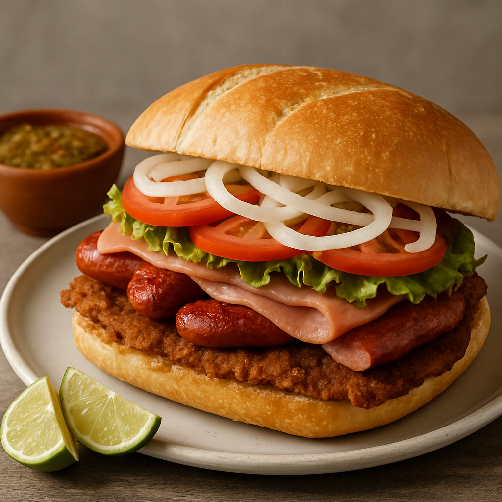 Milanesa de res, longaniza y salchicha