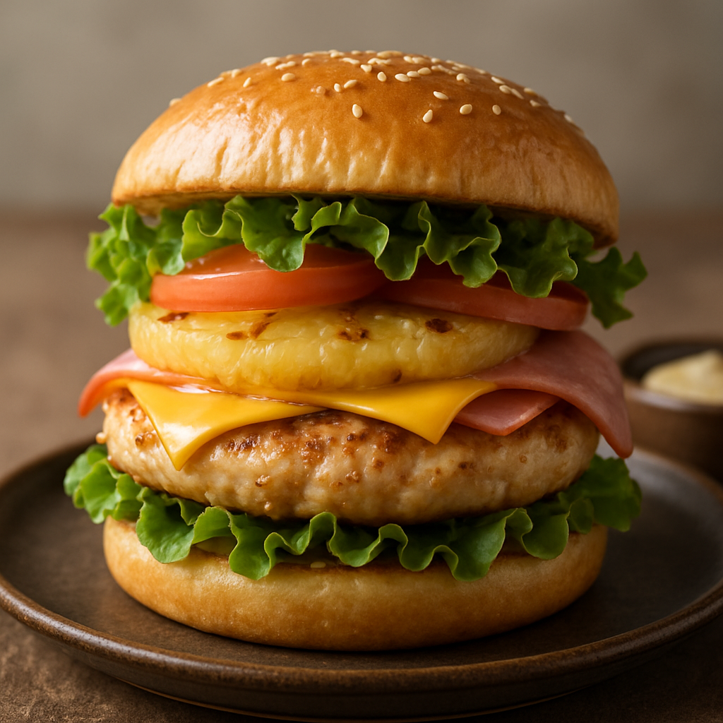 Hamburguesa de pollo Hawaiana