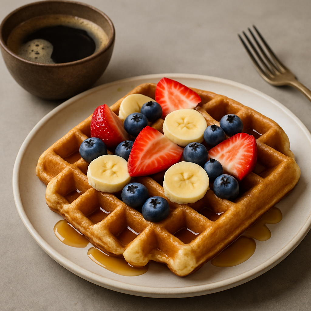 Wafles: café, fruta