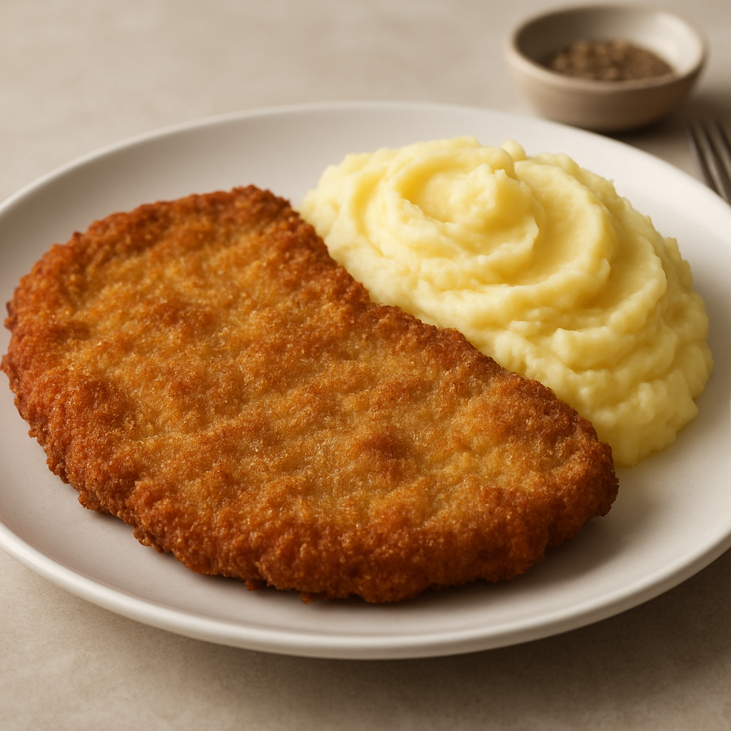 Milanesa de ternera con puré
